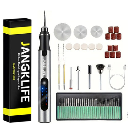 JANGKLIFE USB Cordless Rotary Tool Kit Woodworking Engraving Pen DIY For Jewelry Metal Glass Mini Wireless Drill