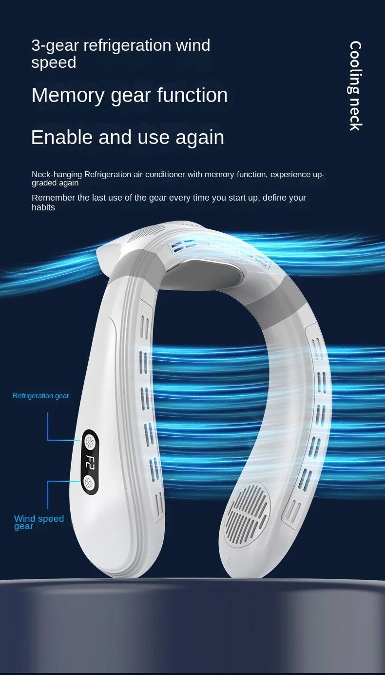 Portable Bladeless Neck Fan with Cooling Plate - Quiet Rechargeable USB Charged Air Conditioner for Travel Camping & Outdoor Adv