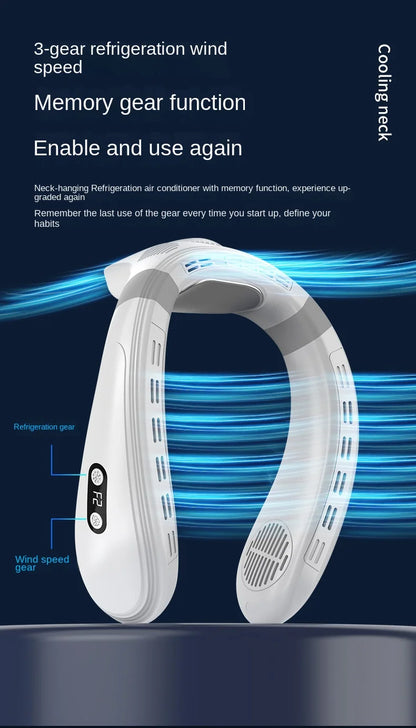 Portable Bladeless Neck Fan with Cooling Plate - Quiet Rechargeable USB Charged Air Conditioner for Travel Camping & Outdoor Adv