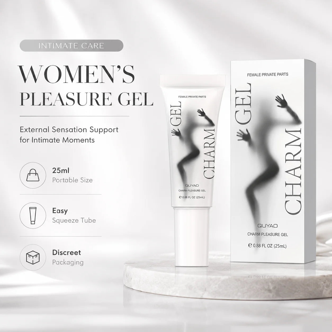 Women's Intimate Pleasure Gel 25ml, External Sensation Enhancing Gel for Couples, Foreplay, Sensual Care & Discreet Travel