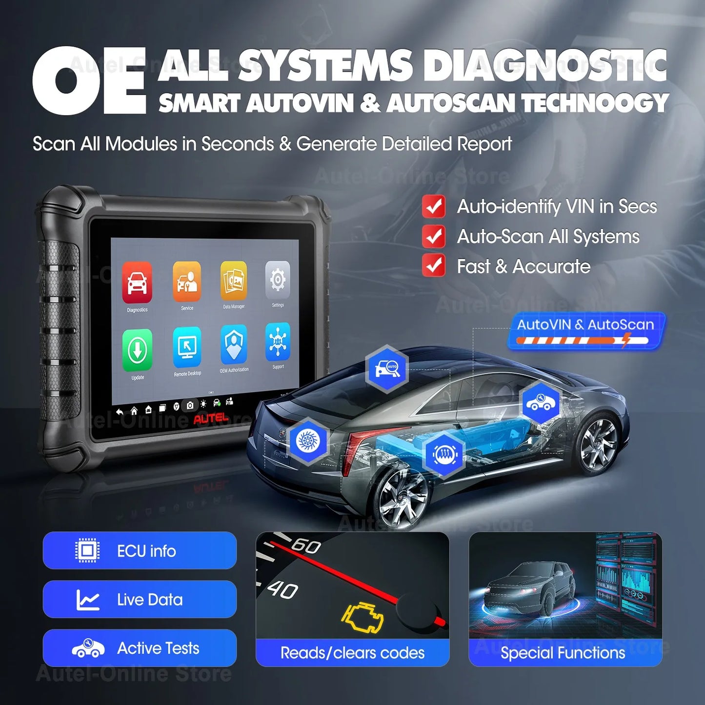 Autel MaxiCheck MX900 Automotivo Diagnostic Tool MK900 CAN FD/DoIP Bi-directional OBD2 Scanner Tools Upgraded of MX808S MK808S