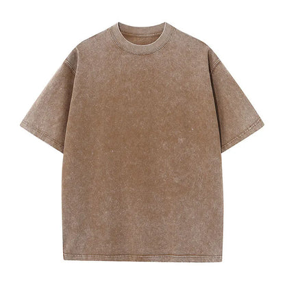 Cotton Short Sleeved T-shirt Summer Round Neck Loose and Base Shirt for Men Women Basic Tee
