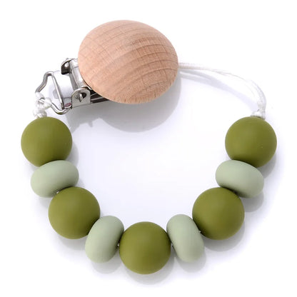 BPA-Free Silicone Pacifier Clips Chain with Beads Dummy Clip Holder Soother Teething Toy Chew Gift for Babies