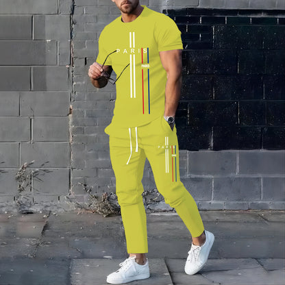 2024 Summer New Fashionable Men's Football Sportswear T-shirt Pants Set Casual Short Sleeve Set Jogging Fitness Clothing