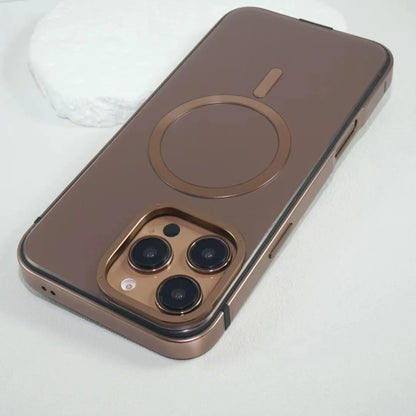 For iphone 16 15 Pro Max Case Raw Titanium Magnetic MagSafe wireless charge Metal frosting Original color protective back cover