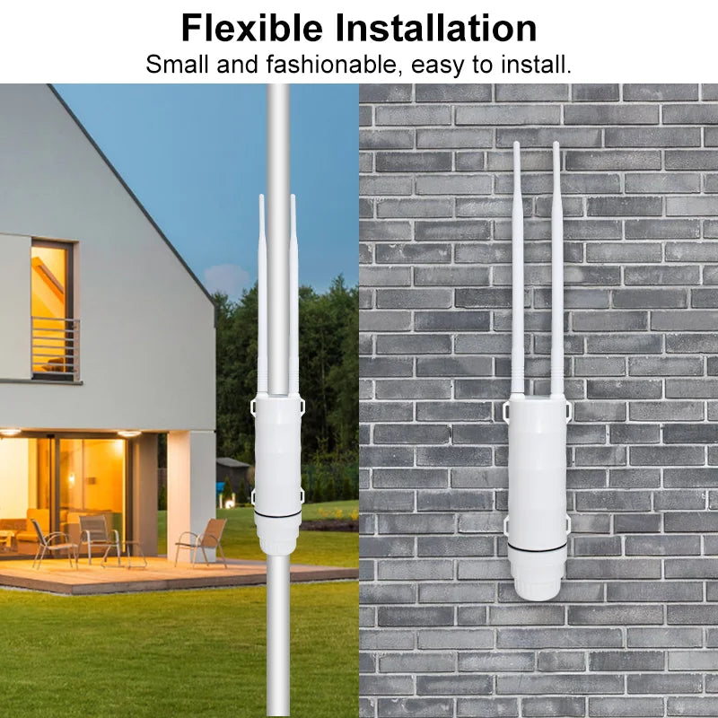 KuWFi AC1200 Outdoor CPE Router 1200Mbps 2.4G 5G Dual Band Wireless Wi-Fi Gigabit RJ45 Port Detachable Antennas 48V POE Repeater