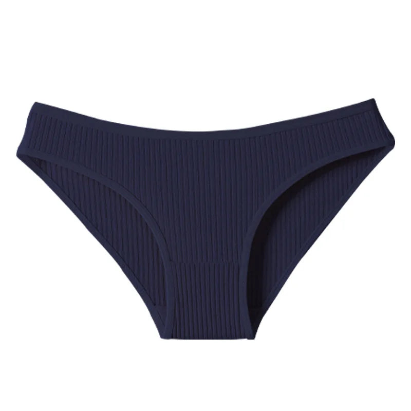 7Pcs Women's Panties Striped Briefs for Women Low-Rise Breathable Cotton Female Soft Underwear Solid Colors Ladies Underpants