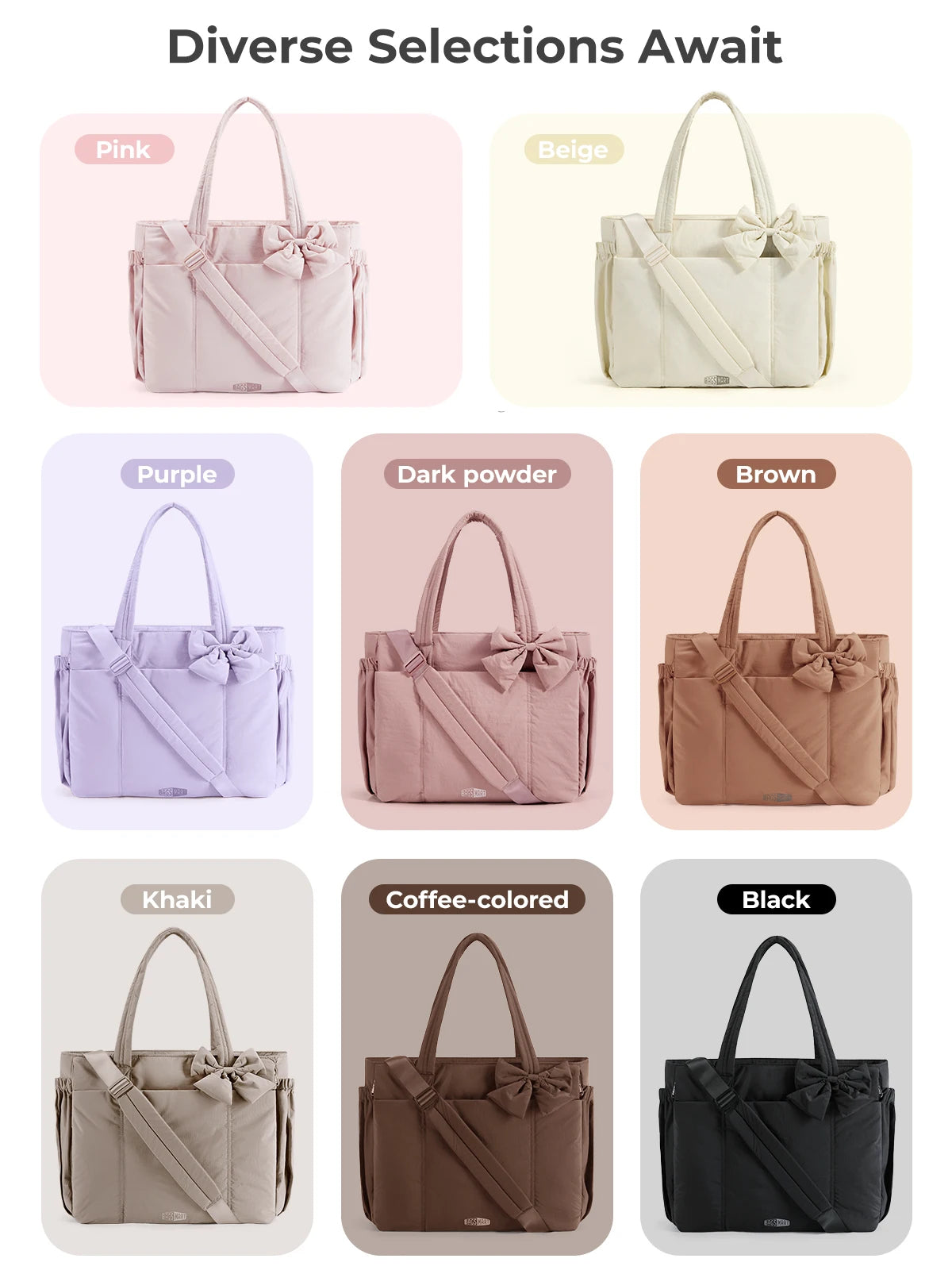 BAGSMART Large Capacity Tote Bag for Women Versatile Commuting Handbag Messenger Multiple Pockets Shoulder Sport Bag
