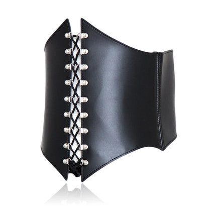 SM Slave Restraint Woman Waist Belt Couple BDSM Lace-up Waspie Corset Belts for Women Elastic Waist Belt Tied Retro Wide Belt