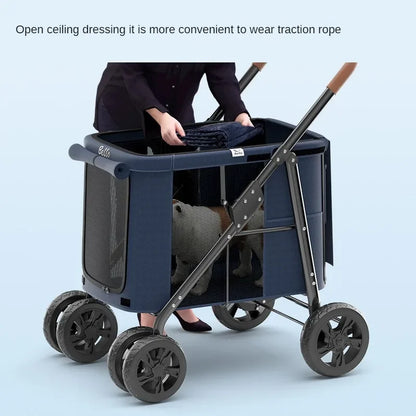 Multiple pet strollers large dog trolley cart folded large space Multifunctional trolley case with wheel bearing 30kg for travel