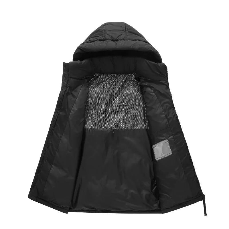 New Winter Men Hooded Casual Short Down Coats White Duck Puffer Jackets Quality Male Outdoor Windproof Thicker Warm Parkas 3XL