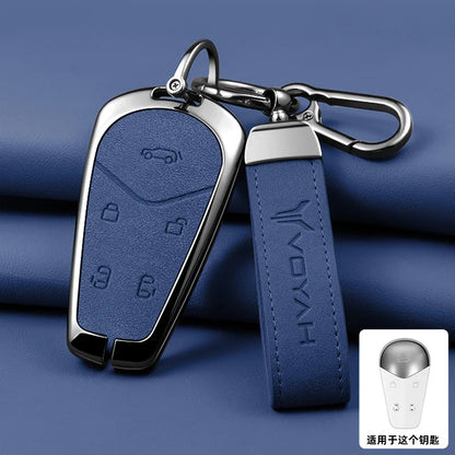 Car Interior Accessories Zinc Alloy Leather Key Case Cover Holder Chain For Voyah Free I-Land Dreamer PHEV Luxury Protective