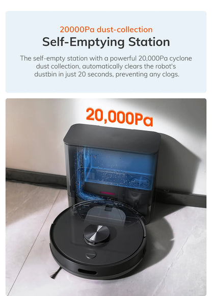 ILIFE T20s Ultra Robot Vacuum Cleaner with Self-Emptying Station, 10000Pa Suction, 4600mAh Battery, 300 Min Max Runtime