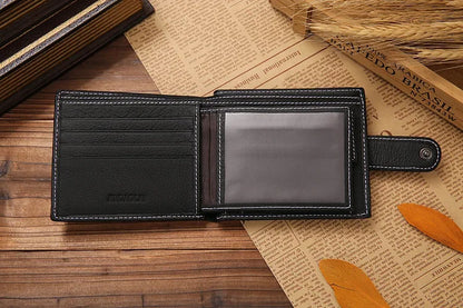 100% Genuine Leather Men Wallets Premium Product Real Cowhide Wallets for Man Short Black Walet Portefeuille Homme