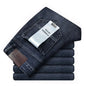 2026 Brand Slim Washed Jeans Casual Straight Stretch Fashion Classic Blue Black Work Denim Trousers Male Brand Clothing