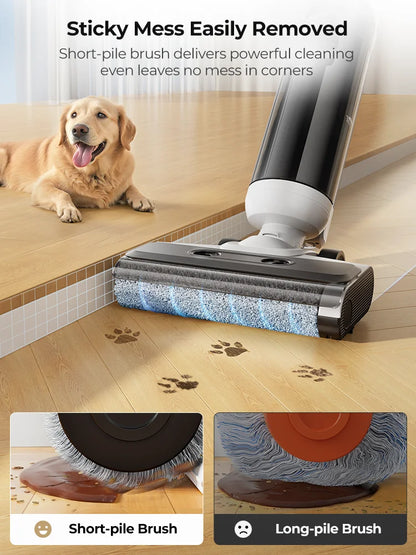 【M3 Upgraded】Laresar M5 Cordless Wet Dry Vacuum Cleaner, Air Dry Edge Brush 48min Self-Cleaning Upright Stick Vacuum Mop Floor Home Appliance