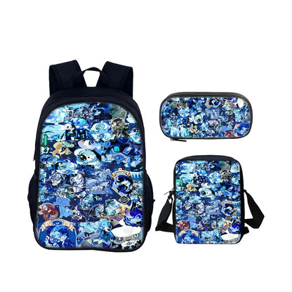 Cartoon Popular Shadow Milk Plush 3D Print 3pcs/Set pupil School Bags Laptop Daypack Backpack Inclined shoulder bag Pencil Case