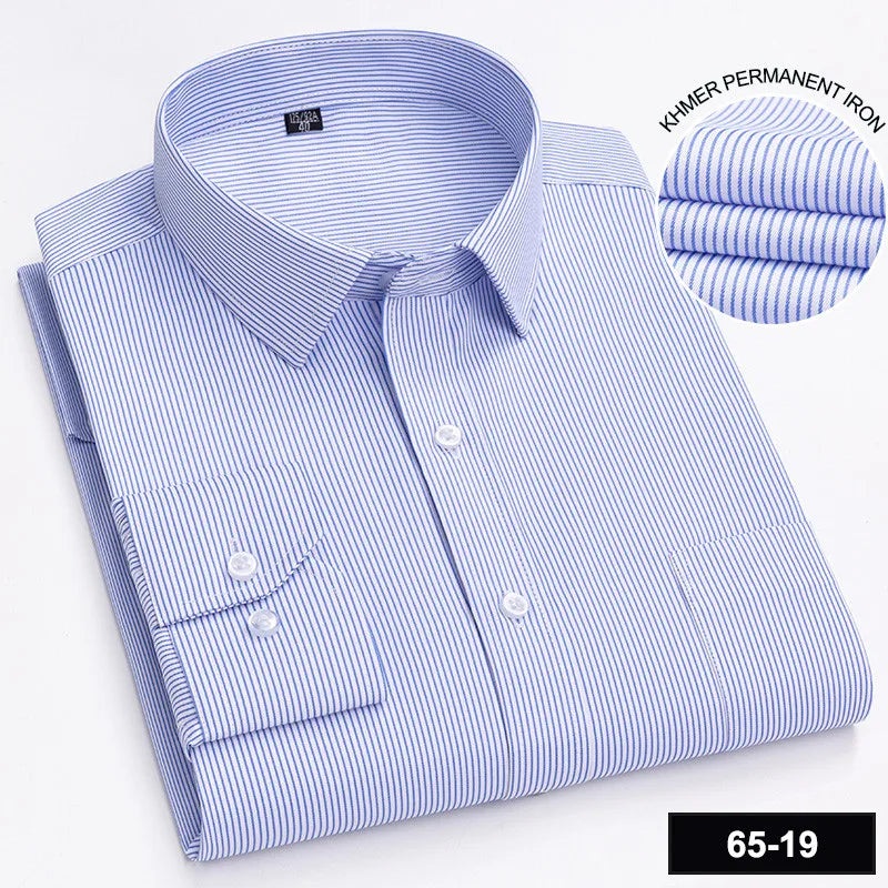 Men's Long Sleeve Shirt High-quality Fashion Casual Print Plaid Stripe Single Pocket Fit Business Formal Office Four Season Top
