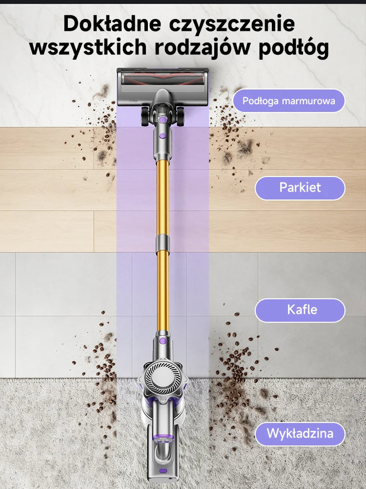 Tdyon Cordless Vacuum Cleaner, 50000Pa Suction 500W Motor Vacuum with LED Display, 50 Mins Runtime Auto Mode & Anti‑Tangling Brush for Carpet Hard Floor