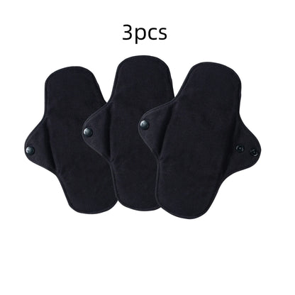 3Pcs Black Pure Cotton Reusable Menstrual Pads Reusable Sanitary Waterproof  Cloth Pads For Heavy Flow Large Sanitary Pads Set