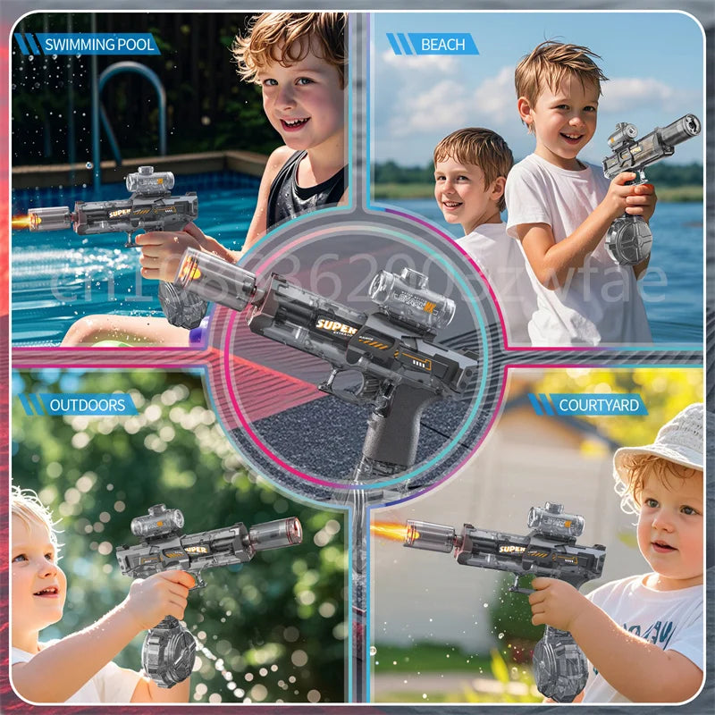 Children High Pressure Electric Water Gun Toy Summer Outdoor Beach Pool Fight Games Toys Kids Automatic Water Guns with Lights