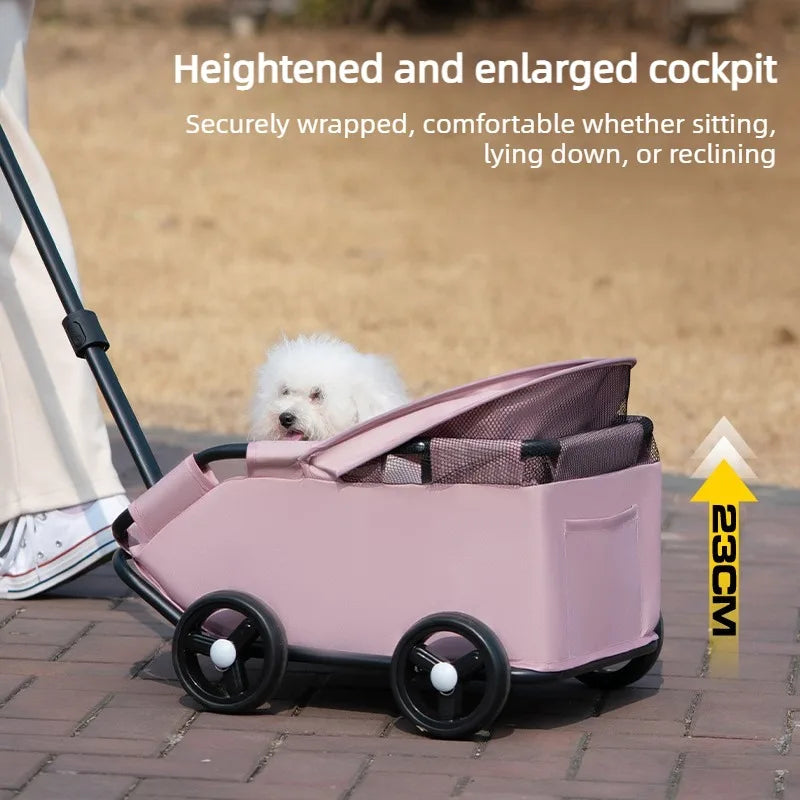 Foldable Pet Stroller with Sun Canopy Lightweight Dog Trolley Shopping Carts Outdoor Walking Travel Cart for Small Dogs Puppy