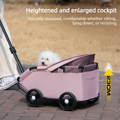 Foldable Pet Stroller with Sun Canopy Lightweight Dog Trolley Shopping Carts Outdoor Walking Travel Cart for Small Dogs Puppy
