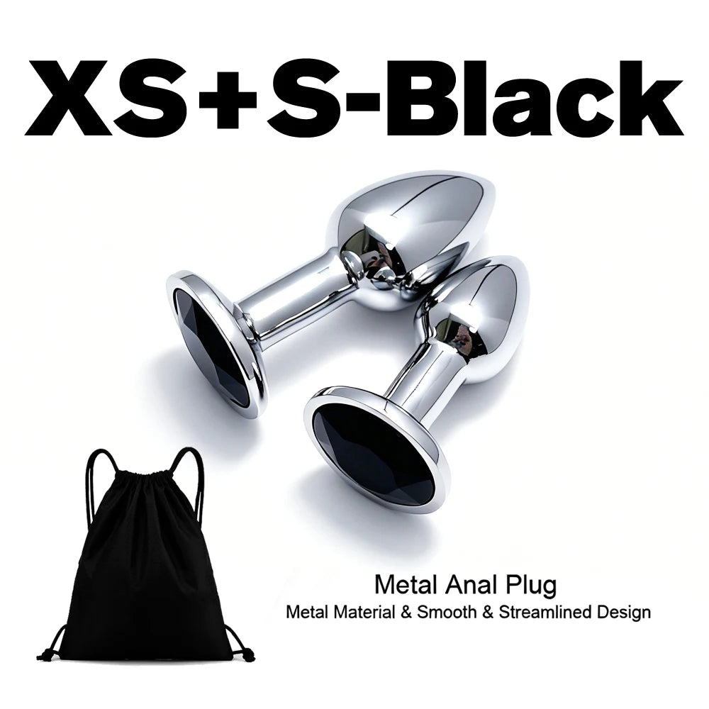 5 Size Black Butt Plug Metal Anal Plug Jewelry Base Beginner to Expert G-Point Massage Dildos Adult Women Toys Adult Men Toys
