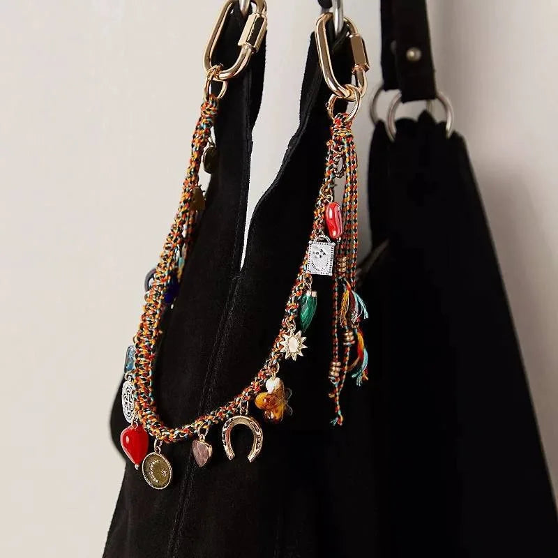 1Pc Ethnic Woven Pendant Multi-Layer Tassel Necklace Retro Fashion Accessories Women's Bohemian Style Jewelry