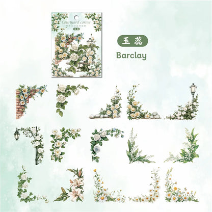 30 Pcs Flowers Corner Stickers PET sticker package DIY diary decoration sticker album scrapbooking Junk Journal