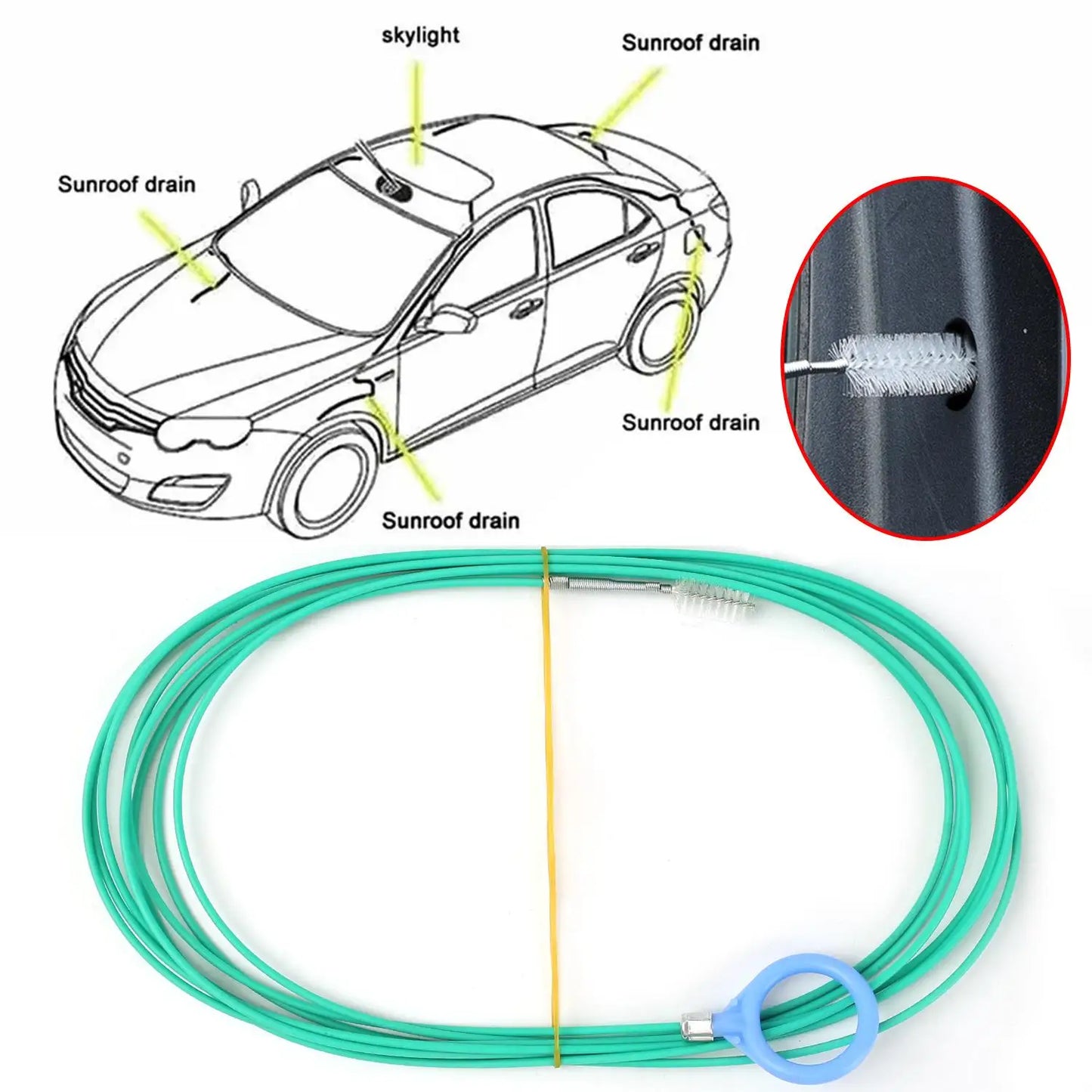 Car Sunroof Drain Hole Cleaning Brush Flexible Stainless Steel Tube Pipe Cleaner Sweeper Tool For Truck Refrigerator Door Window