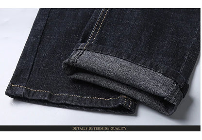 Men's Soft Straight Denim Pants 2025 Autumn Classic Business Black Biker Jeans Overalls Masculino Pantalone Hombre Mannen Homme