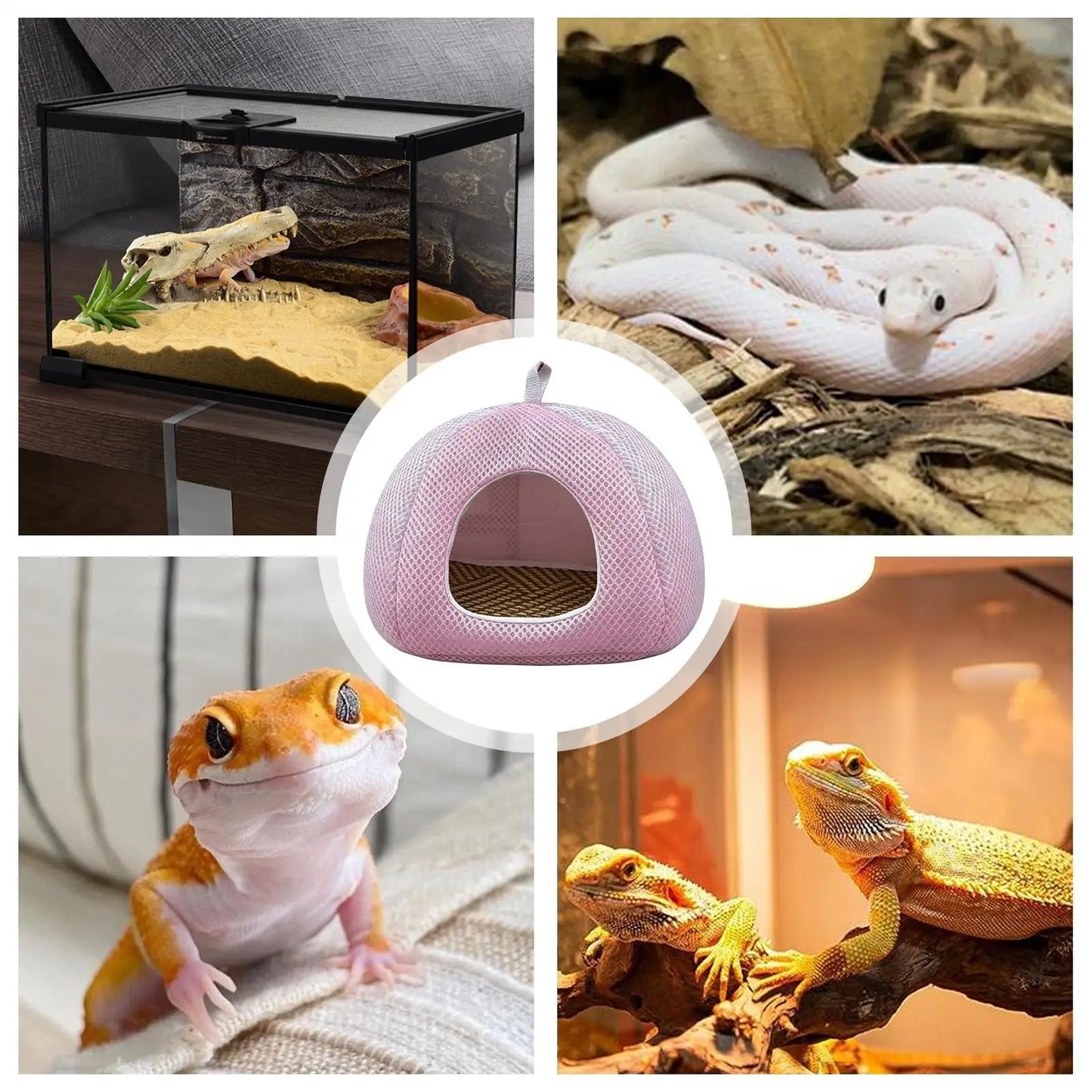 Corn snakeHouse Breathable Mesh Hanging tent style cave reptile dodging cave Easy to clean for Small reptile  ﻿