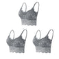 3PCS Women's Lace Bras Top Comfortable Bralette Solid Color Sexy Underwear Vest Female Hollow Out Wireless Lingerie Seamless Bra