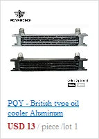 Universal 13 Rows Oil Cooler Kit + Oil Filter Sandwich Adapter + Nylon Stainless Steel Braided An10 Hose W/ PQY Sticker+Box