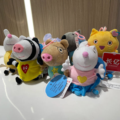16-19CM Genuine Peppa Pig Bundle pocket 8 Friends Daddy Mammy Peppa George Plush Bahs Stuffed Dolls Pajamas Peppa Kids Gift