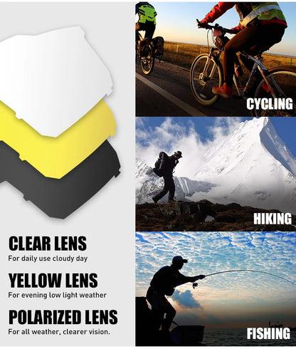 4 Lens Men Women Cycling Glasses Polarized Sport MTB Road Bike Goggles UV400 Bicycle Eyewear Fishing Running Driving Sunglasses