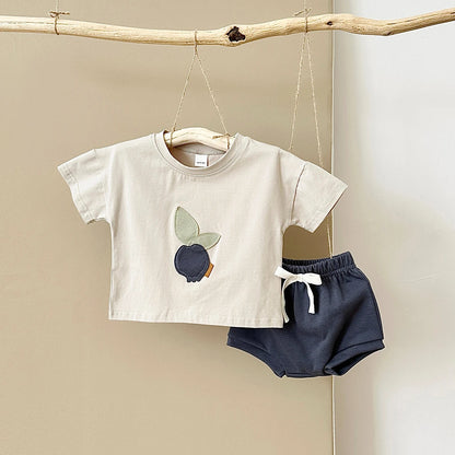 Newborn Summer Baby Clothes 2PCS Infant Toddler Set Fruit Lemon Print Round Neck T-shirt+Shorts Boys Girls Outfit Set 1-3Y