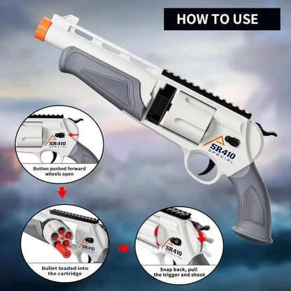 Revolver Toy Guns Shell Throwing Soft Bullet Launcher Outdoor CS Shotgun Shooting Game Model Toy for Children Kids Christmas