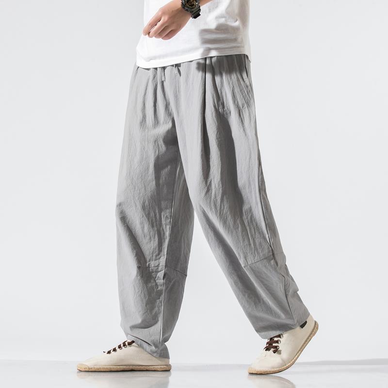 Men Clothes New Summer Japanese Casual Streetwear Harajuku Cotton Linen Baggy Pants Male Solid Oversized Bloomers Trousers M-5XL