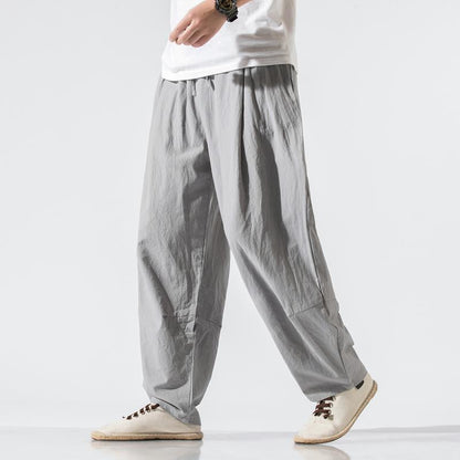 Men Clothes New Summer Japanese Casual Streetwear Harajuku Cotton Linen Baggy Pants Male Solid Oversized Bloomers Trousers M-5XL
