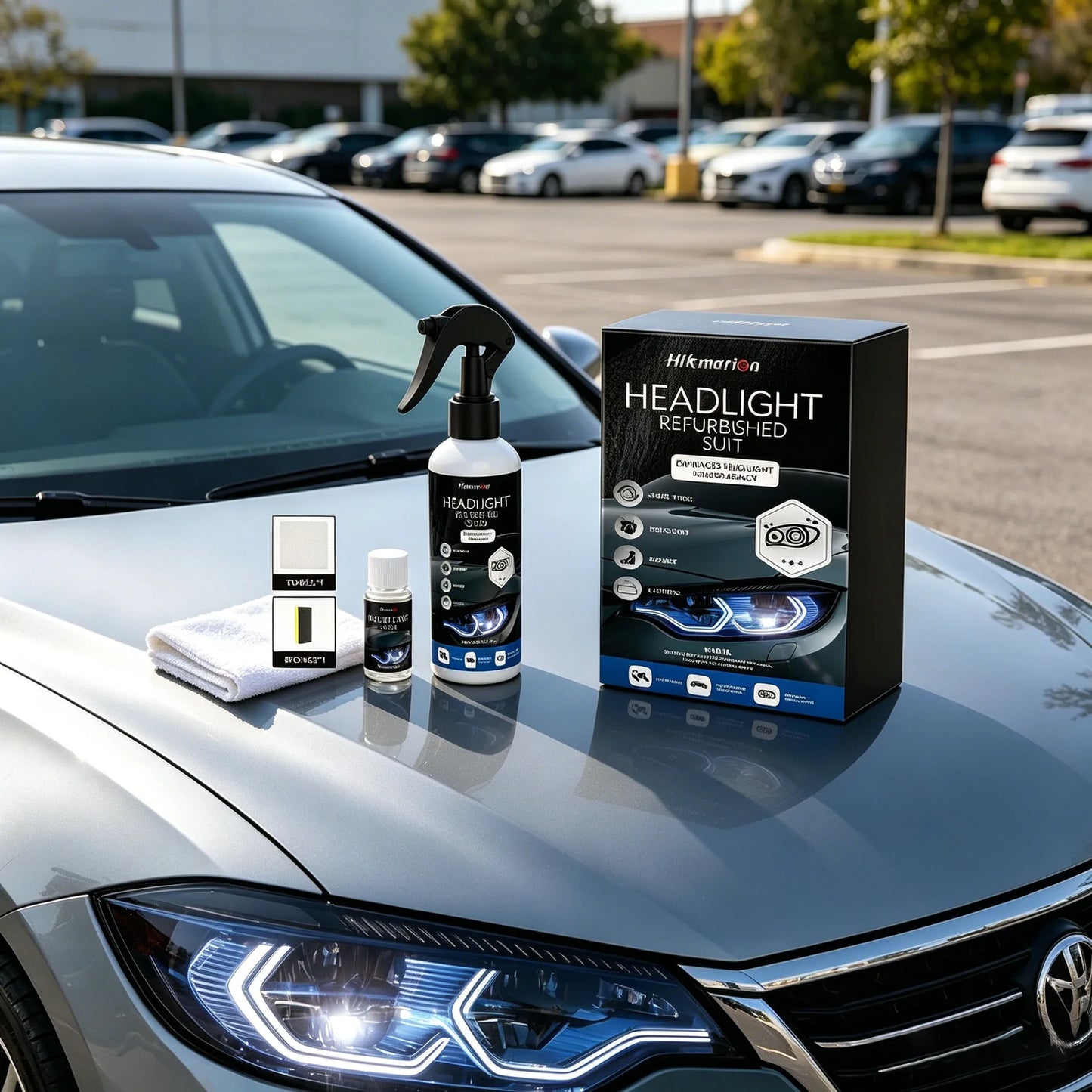 Car Headlights Restoration Kit Repair Scratches Restore Clarity-Car Lens Remover Oxidation Headlight Refurbish Tool Polish Spray