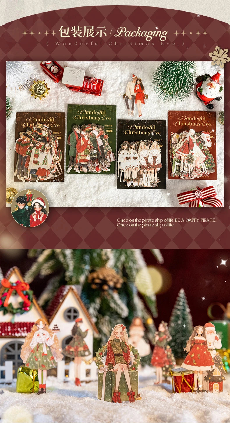 30sheets/pack Christmas Girl Stickers Aesthetic Stick Labels Decorative Diary Album Material Scrapbooking Supplies