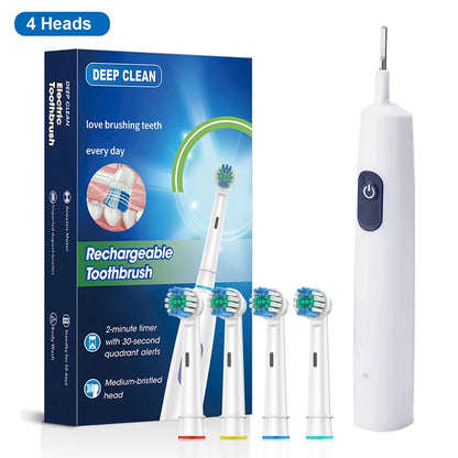 Electric Toothbrush Rotary Rechargeable Electric Toothbrush for Adults Rotating Electric Toothbrushes with 8 Soft Brush Heads