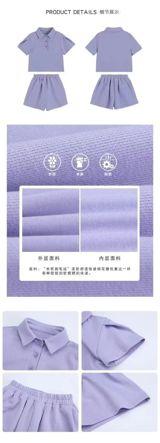 2-8 Years Summer Girls Clothing Set Casual Outdoor Short Sleeve Polo T-shirt +Pants 2Pcs Suit For Kids Children Comforts Outfit