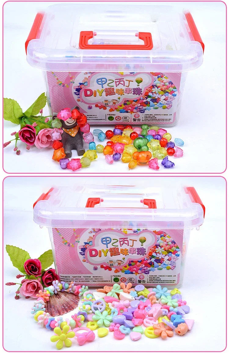 1000Pcs DIY Handmade Beaded Toy with Storage Box Creative Girl Jewelry Bracelet Jewelry Making Toys Educational Children Gift