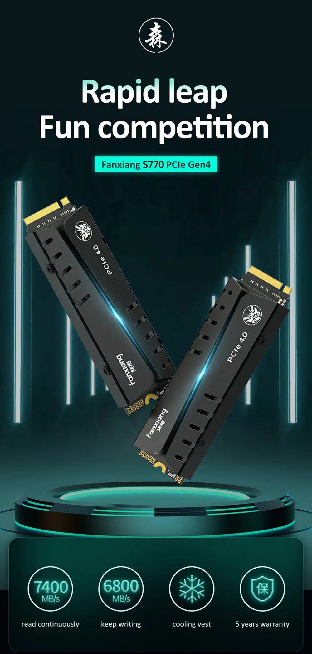 Fanxiang S660/S770/S880 SSD NVMe M2 PCIe4.0x4 1TB 2TB 4TB Internal Solid State Drive For PlayStation5/PS5 Desktop SSD Hard Disk