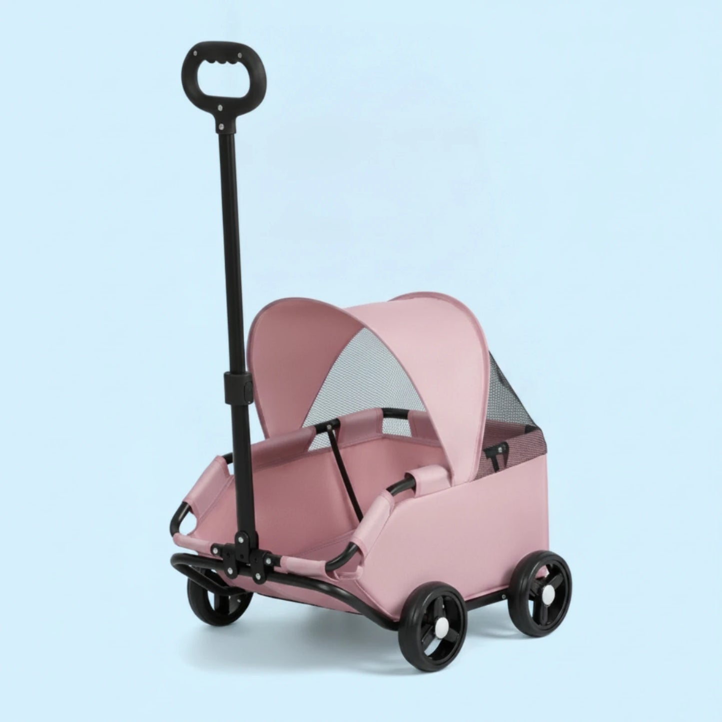 Four-Wheel Pet Stroller Compact Dog Stroller with Canopy Easy-to-Maneuver Roomy for Dogs, Outdoor Walks, Travel