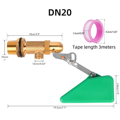 1/2" 3/4" Copper Water Float Valve With 3 Meters Tape DN15/DN20 Brass Water Level Control Ball Valve Farm Animal Breeding