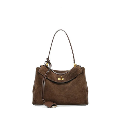 Large Capacity Autumn Winter Suede Leather Tote Bag Frosted Cowhide High-Grade Shoulder Bag for Women